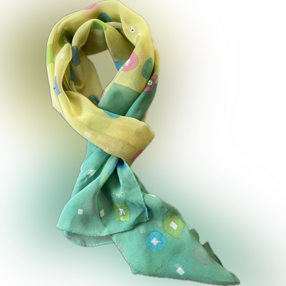 3️⃣🧣Lot of 3 Silk Scarves by ECHO | Oblong | Solid Black/Black Floral/Pastel - Picture 7 of 17